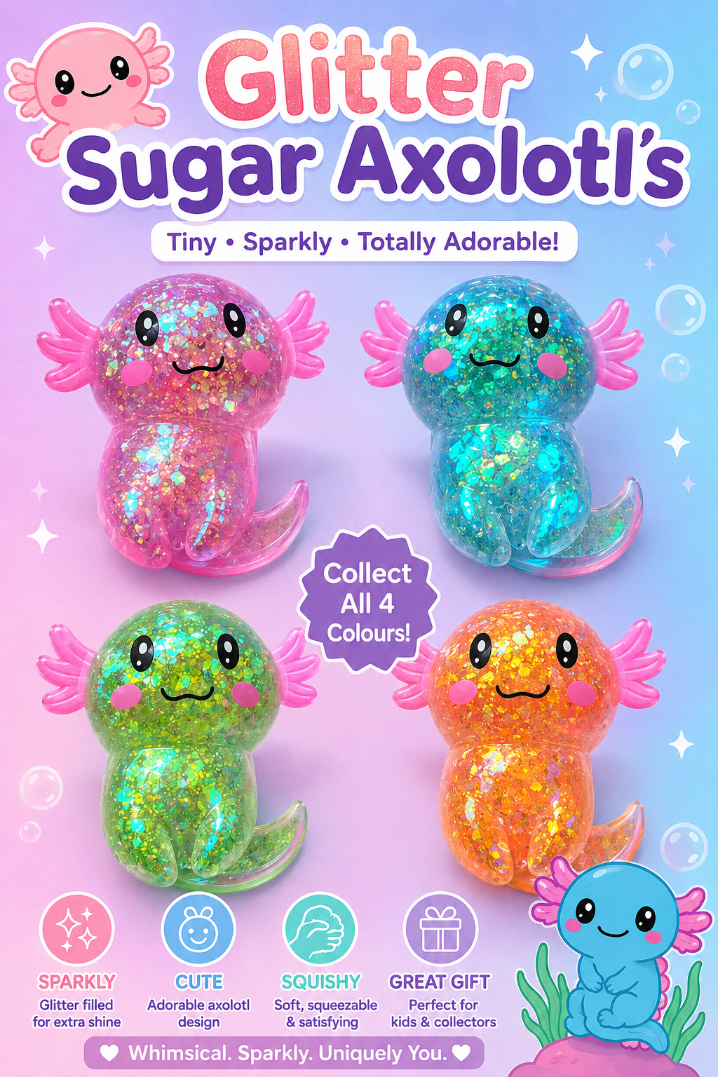 Glitter Squishy Sugar Axolotl's