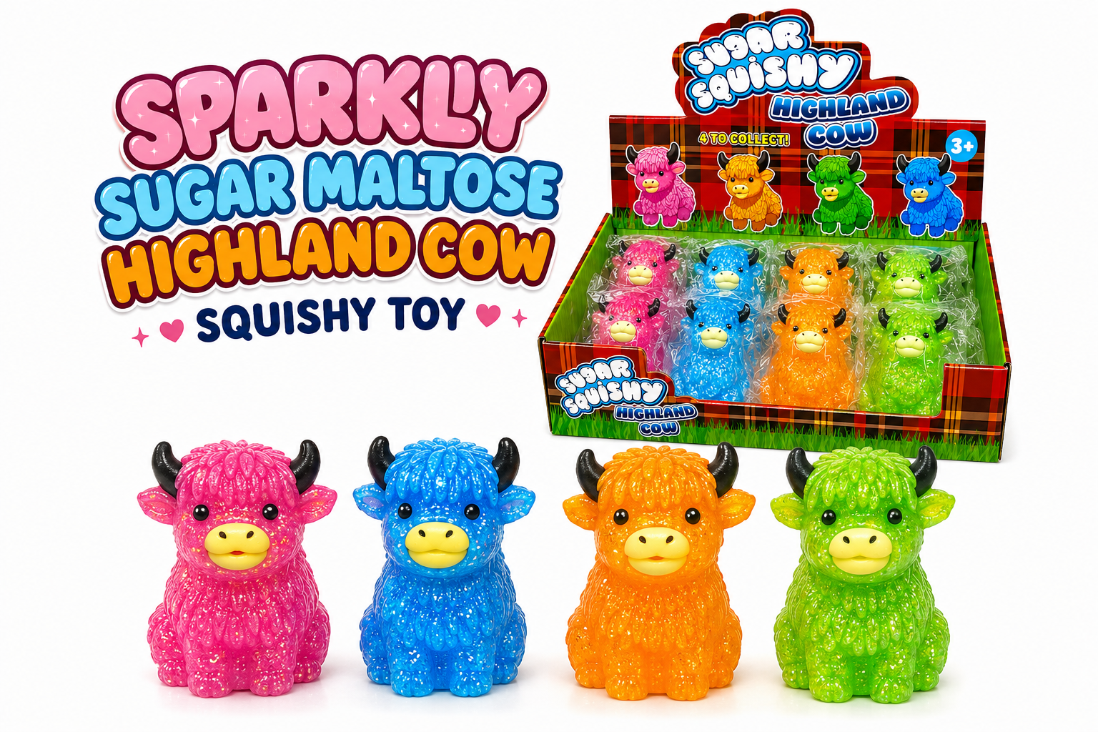 Sparkly Sugar Squishy Highland Cow Squishy